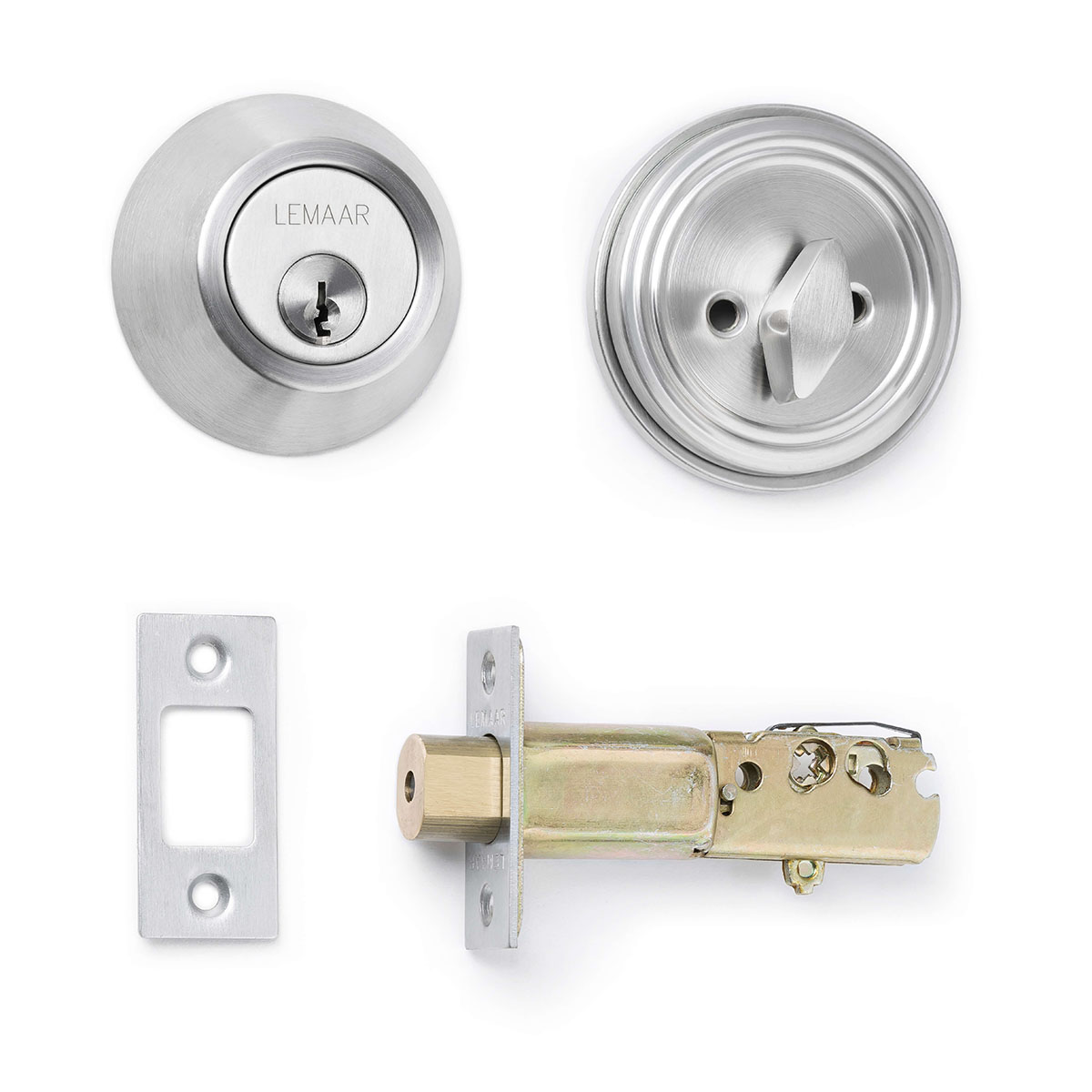 one-Side keyed Front Door Lock with Enhanced Entrance Security uni Cylinder Stainless knob with Anti-Theft & Anti Bump Interior and Exterior Hardware Single Round deadbolt Lock 
