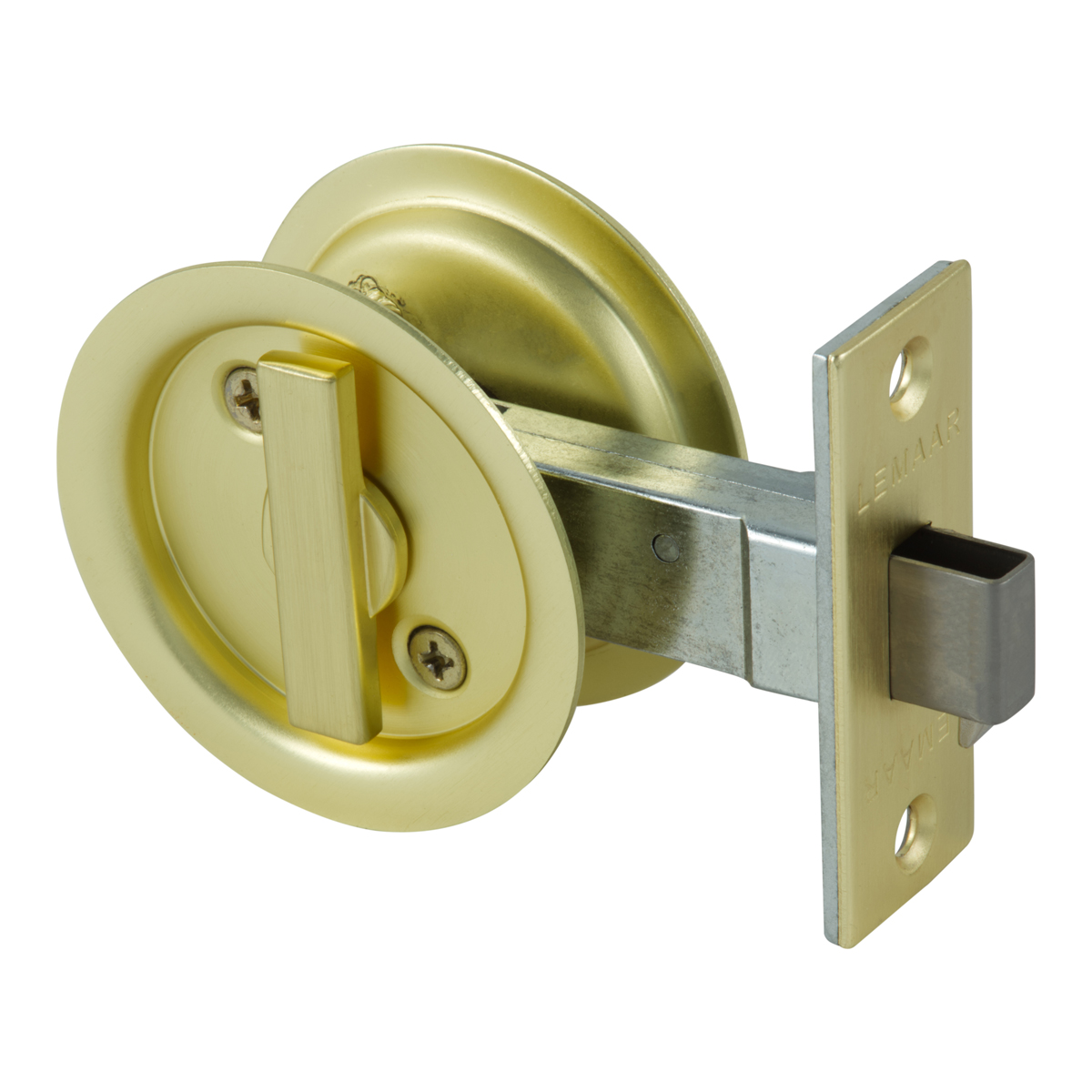 56195BB Int 1 Round Cavity Pull Sliding Door 65mm in Satin Brass