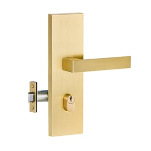 Brushed brass front door handle