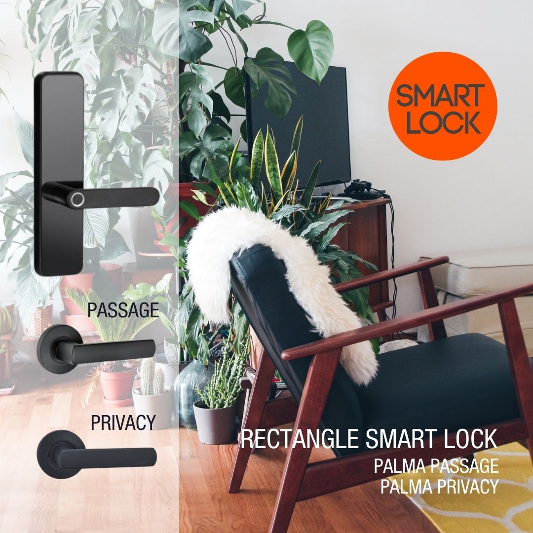 palma black smart lock door handle