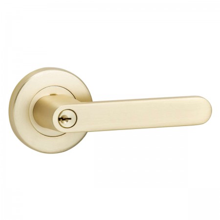 Brushed brass door handle entrance set Almeri