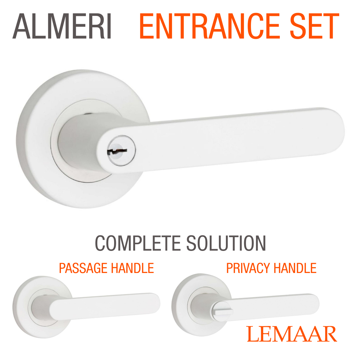 DOOR HANDLE PRIVACY WITH LOCK WHITE