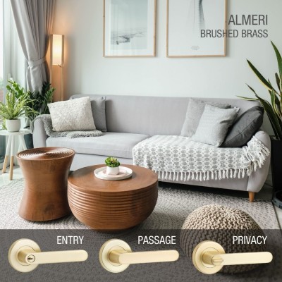 Brushed brass door handle range, Almeri