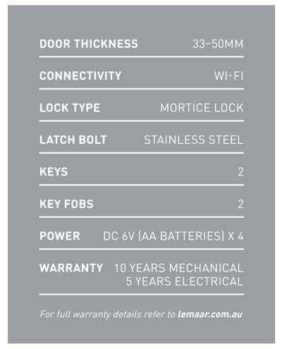 smart lock specifications